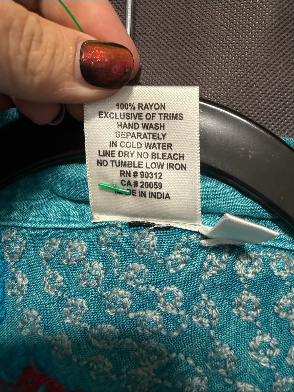 Embroidered Button Down Parsley & Sage Tunic - Picture 5 of 5